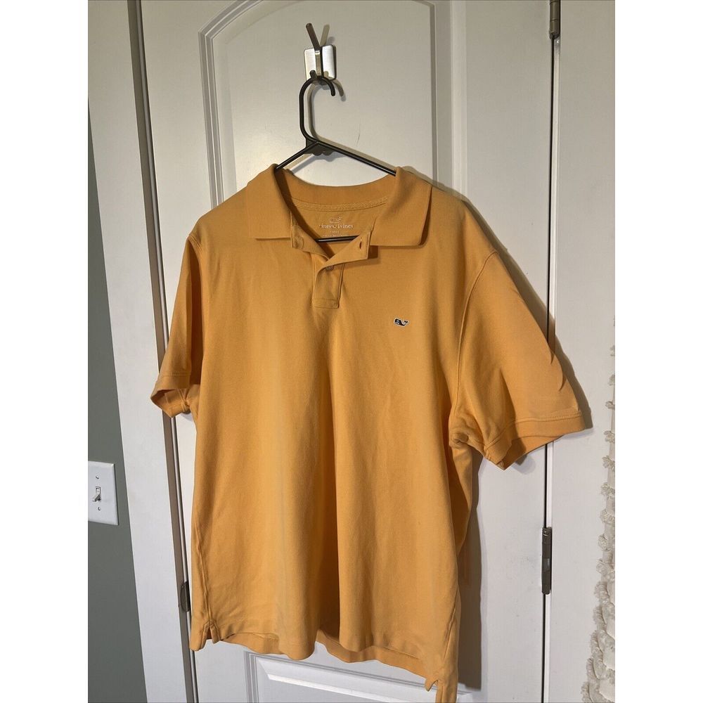 Vineyard Vines Shirt Mens Large Orange Golf Polo Classic Fit Whale Logo